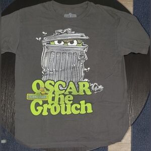 🥨6 For$20 Sesame Street Oscar the Grouch Charcoal Tee Mens M